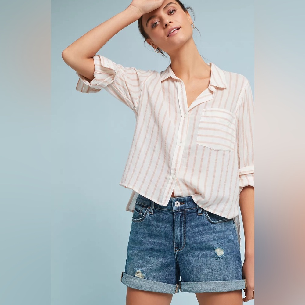 Anthropologie Pilcro Slim Boyfriend Denim Shorts-Raw Hem Style